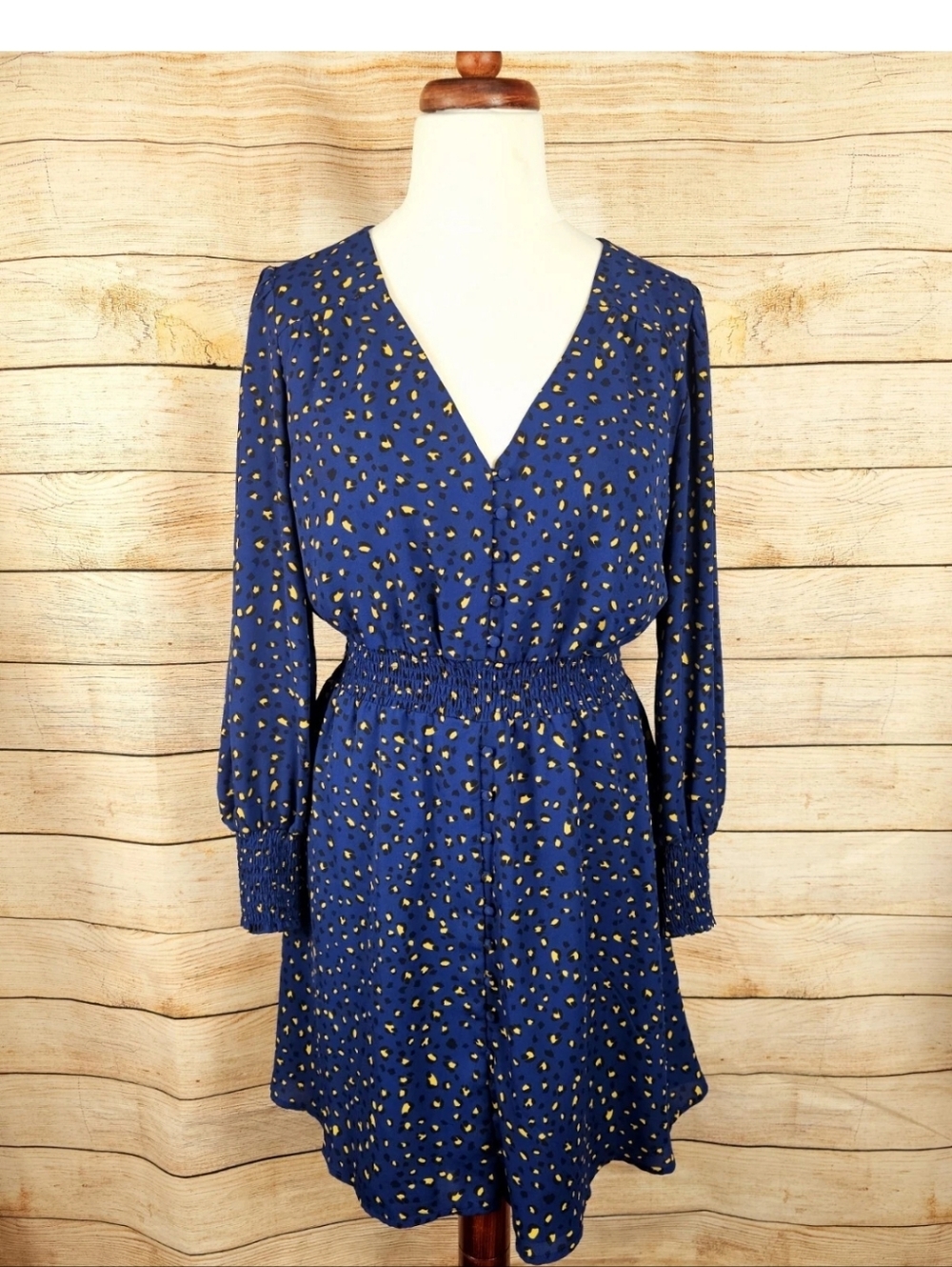 NWT BB Dakota Cheetah Pray Love Navy Dress Size Large